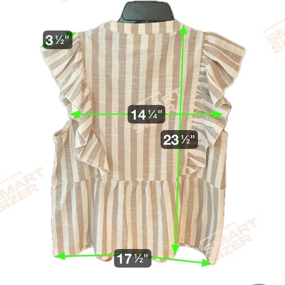 Savanna Jane Sz S Beige Red Tassle Tie Striped Embroidered Boho Blouse - Picture 4 of 8